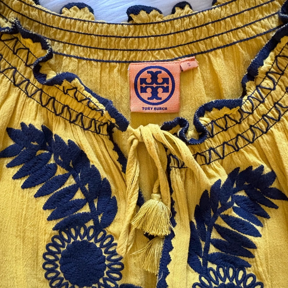 TORY BURCH Mari Peasant/Boho Top, 💯% Cotton - Picture 5 of 12